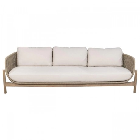 Диван деревянный плетеный трехместный