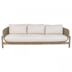 Диван деревянный плетеный трехместный