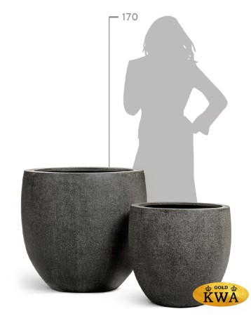 Кашпо TREEZ Effectory Stone Большой округлый конус Тёмно-серый камень д-90 см, в-86 см