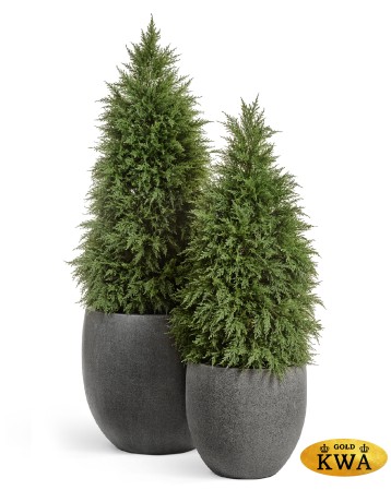 Кашпо TREEZ Effectory Stone Большой округлый конус Тёмно-серый камень д-90 см, в-86 см