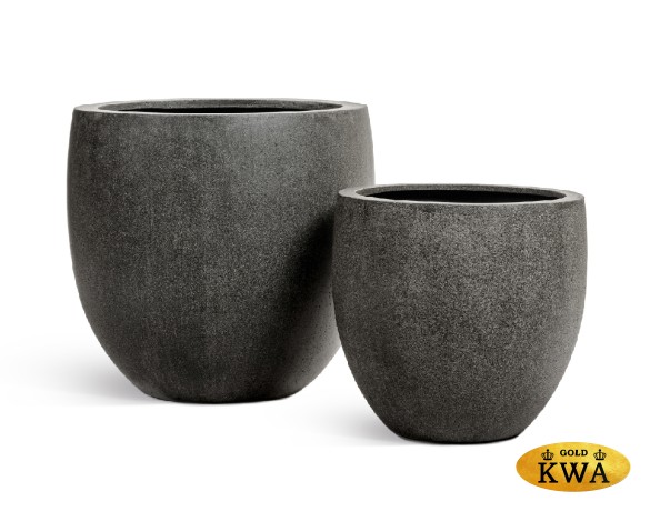 Кашпо TREEZ Effectory Stone Большой округлый конус Тёмно-серый камень д-90 см, в-86 см