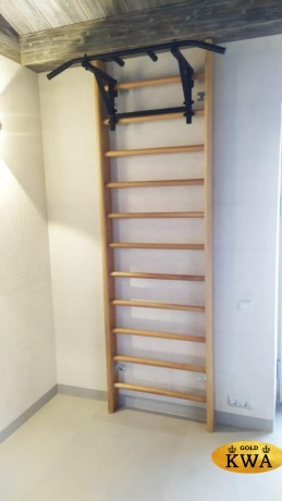 Шведская стенка деревянная из массива бука - БУК ПРЕМИУМ - Т (стенка + турник навесной)