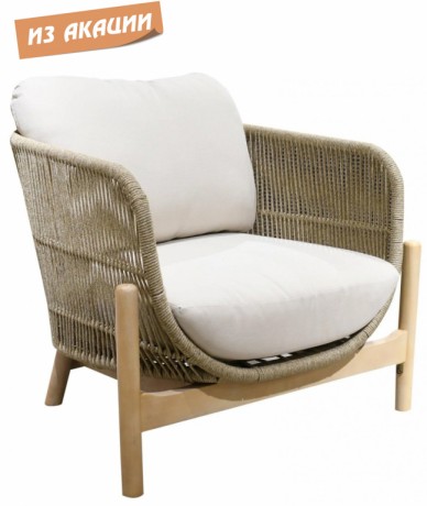 Кресло деревянное плетеное с подушками