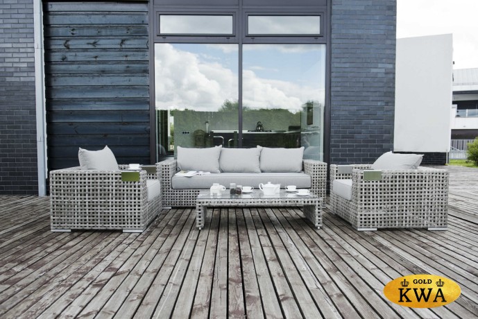 "Тито" лаунж-зона из искусственного ротанга, цвет серый