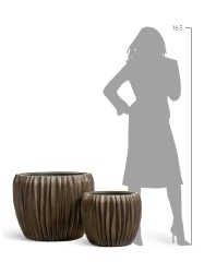 Кашпо TREEZ Effectory Metal Чаша Design Wave Чернёная бронза в-42, д-54 см
