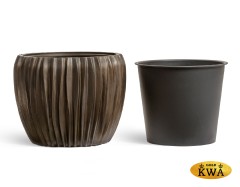 Кашпо TREEZ Effectory Metal Чаша Design Wave Чернёная бронза в-42, д-54 см