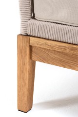 &quot;Канны&quot; угловой модуль плетеный из роупа, основание дуб, роуп бежевый круглый, ткань бежевая 035