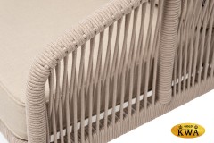 &quot;Канны&quot; диван 2-местный плетеный из роупа, каркас алюминий белый, роуп бежевый круглый, ткань бежевая