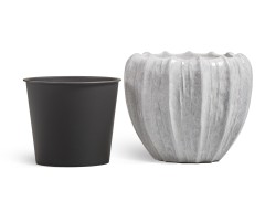 Кашпо TREEZ Effectory Aura Чаша Жемчужный лак д-38, в-34 см