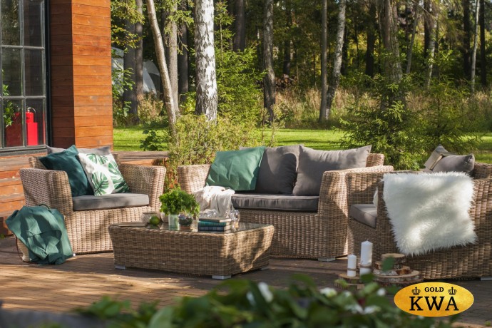 "Капучино" диван из искусственного ротанга двухместный, цвет соломенный