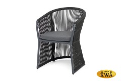 "Романо" стул плетеный из роупа, каркас алюминий темно-серый (RAL7024) муар, роуп темно-серый круглый, ткань темно-серая 027