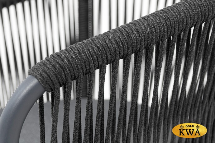 "Романо" стул плетеный из роупа, каркас алюминий темно-серый (RAL7024) муар, роуп темно-серый круглый, ткань темно-серая 027