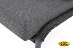 &quot;Милан&quot; кресло плетеное из роупа, каркас алюминий темно-серый (RAL7024), роуп темно-серый круглый, ткань темно-серая 019