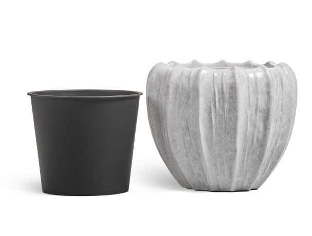 Кашпо TREEZ Effectory Aura Чаша Жемчужный лак д-58, в-49 см