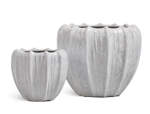 Кашпо TREEZ Effectory Aura Чаша Жемчужный лак д-58, в-49 см