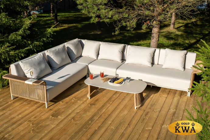 "Мальдивы" трансформирующаяся лаунж-зона из искусственного ротанга, цвет соломенный