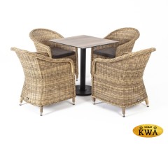 &quot;Каффе&quot; обеденная группа на 4 персоны, стулья соломенные