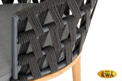 &quot;Диего&quot; стул плетеный из роупа, основание дуб, каркас из стали темно-серый (RAL7024) муар, роуп темно-серый круглый, ткань темно-серая 027