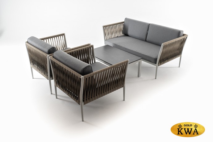 "Касабланка" лаунж-зона плетеная из роупа 4-местная, цвет серый