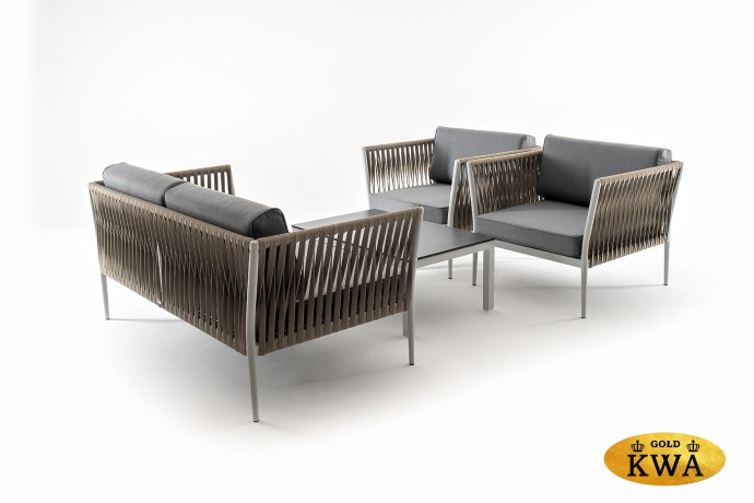 "Касабланка" лаунж-зона плетеная из роупа 4-местная, цвет серый