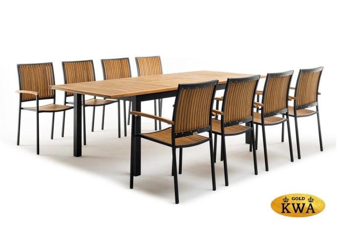 Обеденный стол из алюминия LONDON 180/240 см раздвижной темный графит  Joygarden