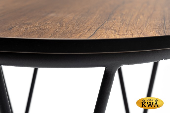 "Перу" журнальный стол из HPL круглый Ø40 H55, каркас из алюминия темно-серый (RAL 7024) муар, цвет столешницы "дуб"