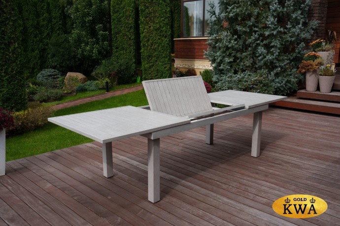 ГАРДА раскладной обеденный стол + кресла БЕРГАМО (цвет серый)