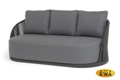 &quot;Монтелла&quot; диван 3-местный плетеный из роупа, каркас алюминий темно-серый (RAL7024) муар, роуп темно-серый круглый, ткань темно-серая 027