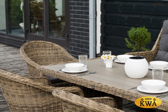 "Бергамо" плетеный обеденный стол, цвет соломенный