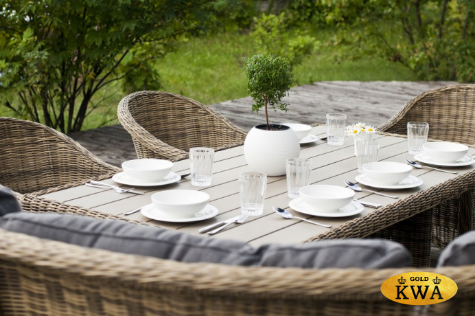 "Бергамо" плетеный обеденный стол, цвет соломенный