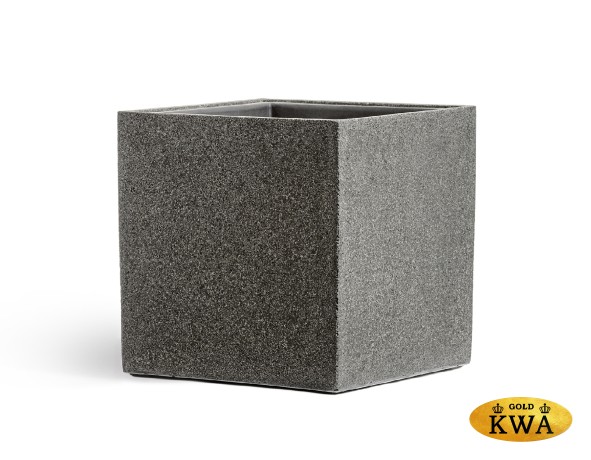 Кашпо TREEZ Effectory Stone Куб Тёмно-серый камень 50х50х50 см