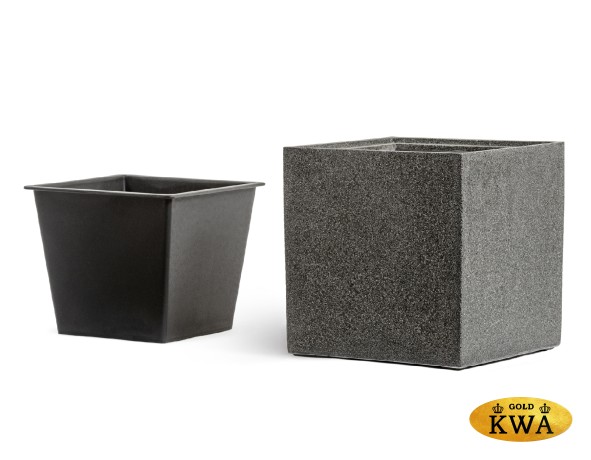 Кашпо TREEZ Effectory Stone Куб Тёмно-серый камень 50х50х50 см
