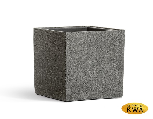 Кашпо TREEZ Effectory Stone Куб Тёмно-серый камень 50х50х50 см