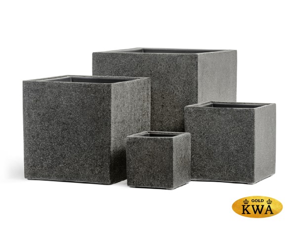 Кашпо TREEZ Effectory Stone Куб Тёмно-серый камень 50х50х50 см