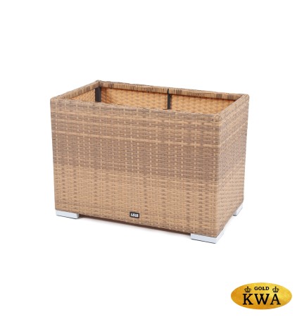 "Лунго" кашпо для цветов большое плетеное из искусственного ротанга, цвет соломенный