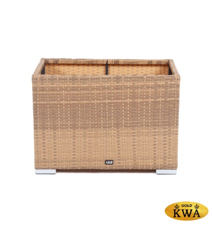 "Лунго" кашпо для цветов большое плетеное из искусственного ротанга, цвет соломенный