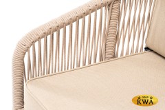 &quot;Канны&quot; кресло плетеное из роупа, основание дуб, роуп бежевый круглый, ткань бежевая 052