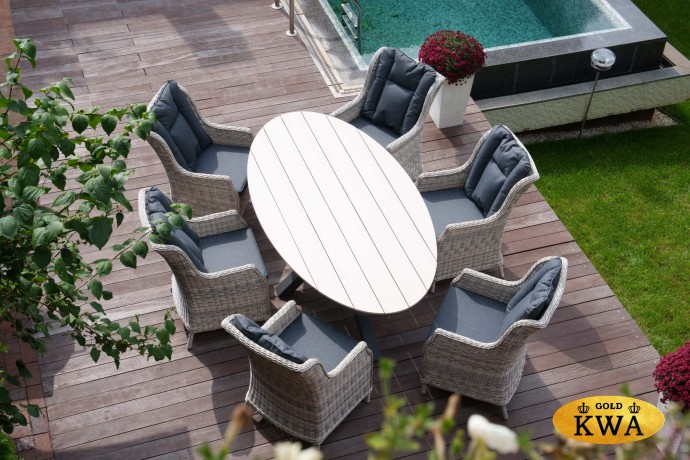 ЛУГАНО обеденный стол + кресла БЕРГАМО (цвет серый)