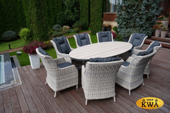 ЛУГАНО обеденный стол + кресла БЕРГАМО (цвет серый)