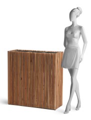 Кашпо TREEZ Effectory Rail Высокий дивайдер тёмное дерево 86x33, в-90 см