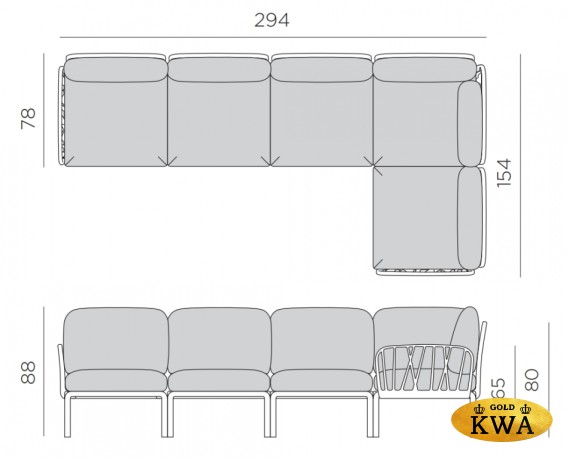 Диван пластиковый с подушками