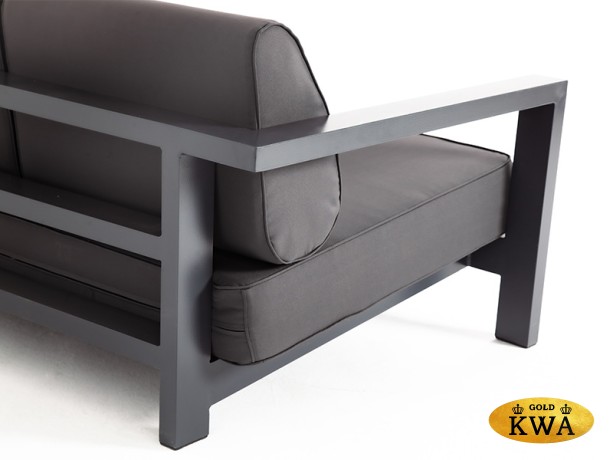 "Гранада" диван 3-местный, каркас алюминий темно-серый (RAL7024) муар, ткань темно-серая 027