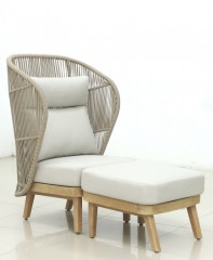 Лаунж-кресло плетеное с высокой спинкой