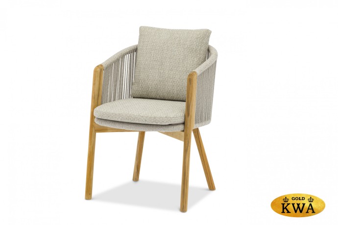 Avesta Кресло обеденное натуральный/серый, тик/алюминий/веревка