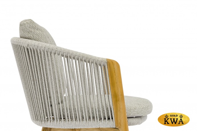 Avesta Кресло обеденное натуральный/серый, тик/алюминий/веревка