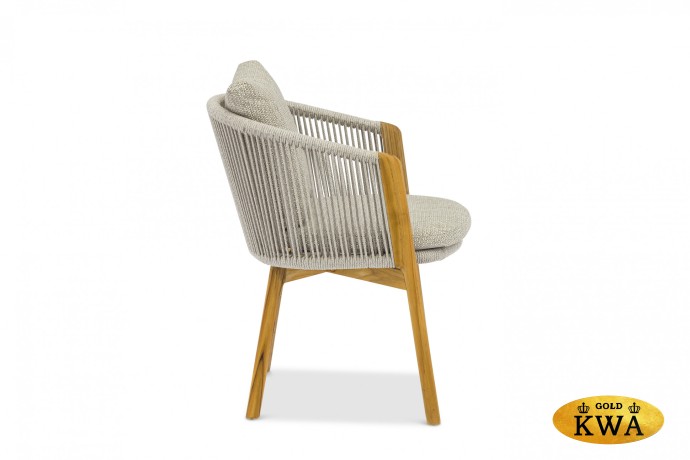 Avesta Кресло обеденное натуральный/серый, тик/алюминий/веревка