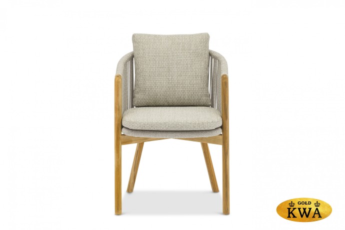 Avesta Кресло обеденное натуральный/серый, тик/алюминий/веревка