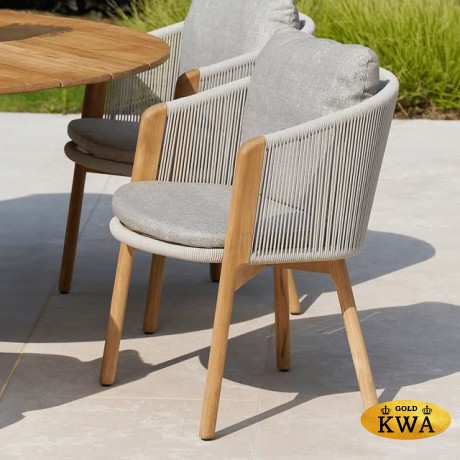 Avesta Кресло обеденное натуральный/серый, тик/алюминий/веревка