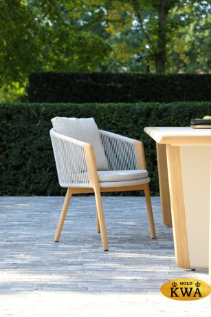 Avesta Кресло обеденное натуральный/серый, тик/алюминий/веревка