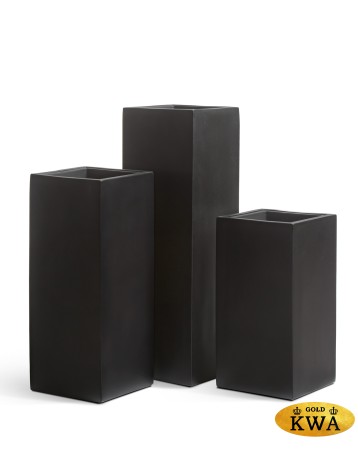 Кашпо TREEZ Effectory Black Stone Выскоий куб Антрацит 31х31 см, в-60 см 1/1